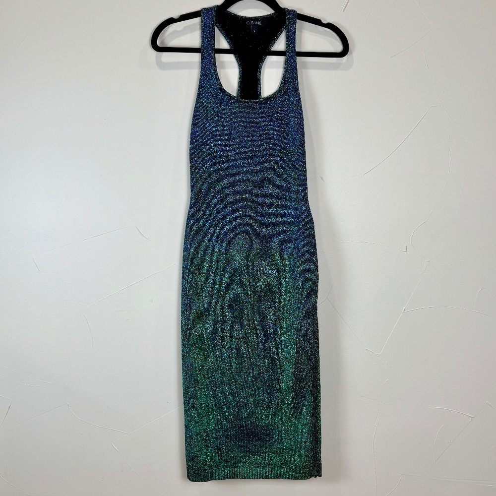 Cushnie Lurex Knit Midi Dress | Size S | $995 Retail | Navy Iridescent Bodycon - Picture 5 of 9